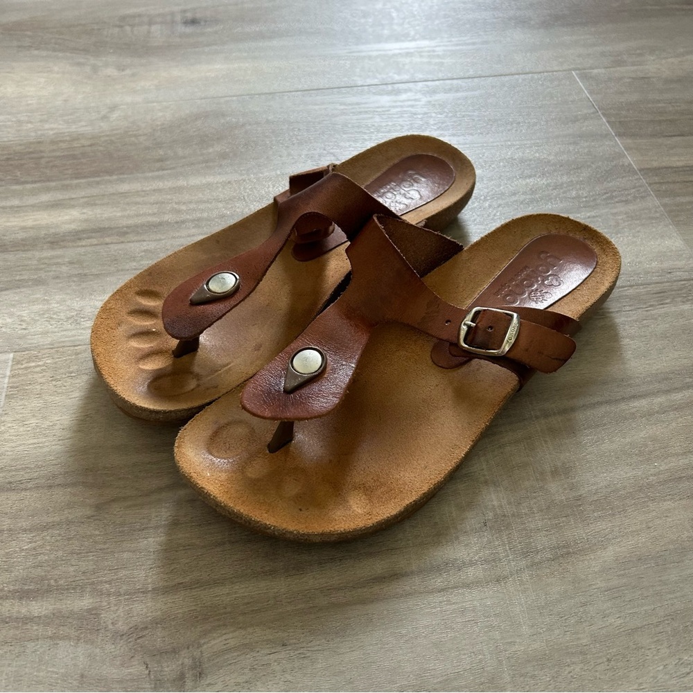 Yokono Made in Spain Ibiza Brown T-Strap Leather Sandals Size 7.5
